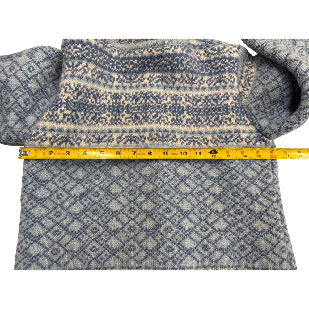 Icewear Icelandic Wool Cardigan Sweater Blue Fair Isle Nordic Pewter Button S - Picture 4 of 11